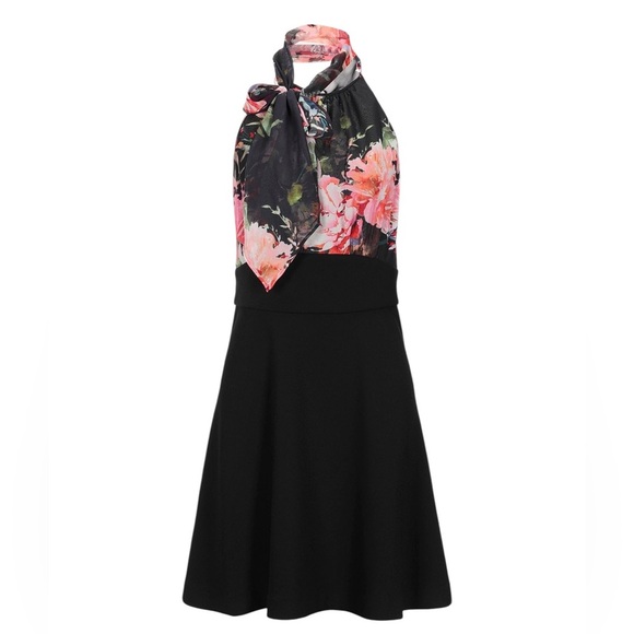 Marciano Floral Tie Neck Halter Open Back Mini Dress Size XS - Picture 1 of 9